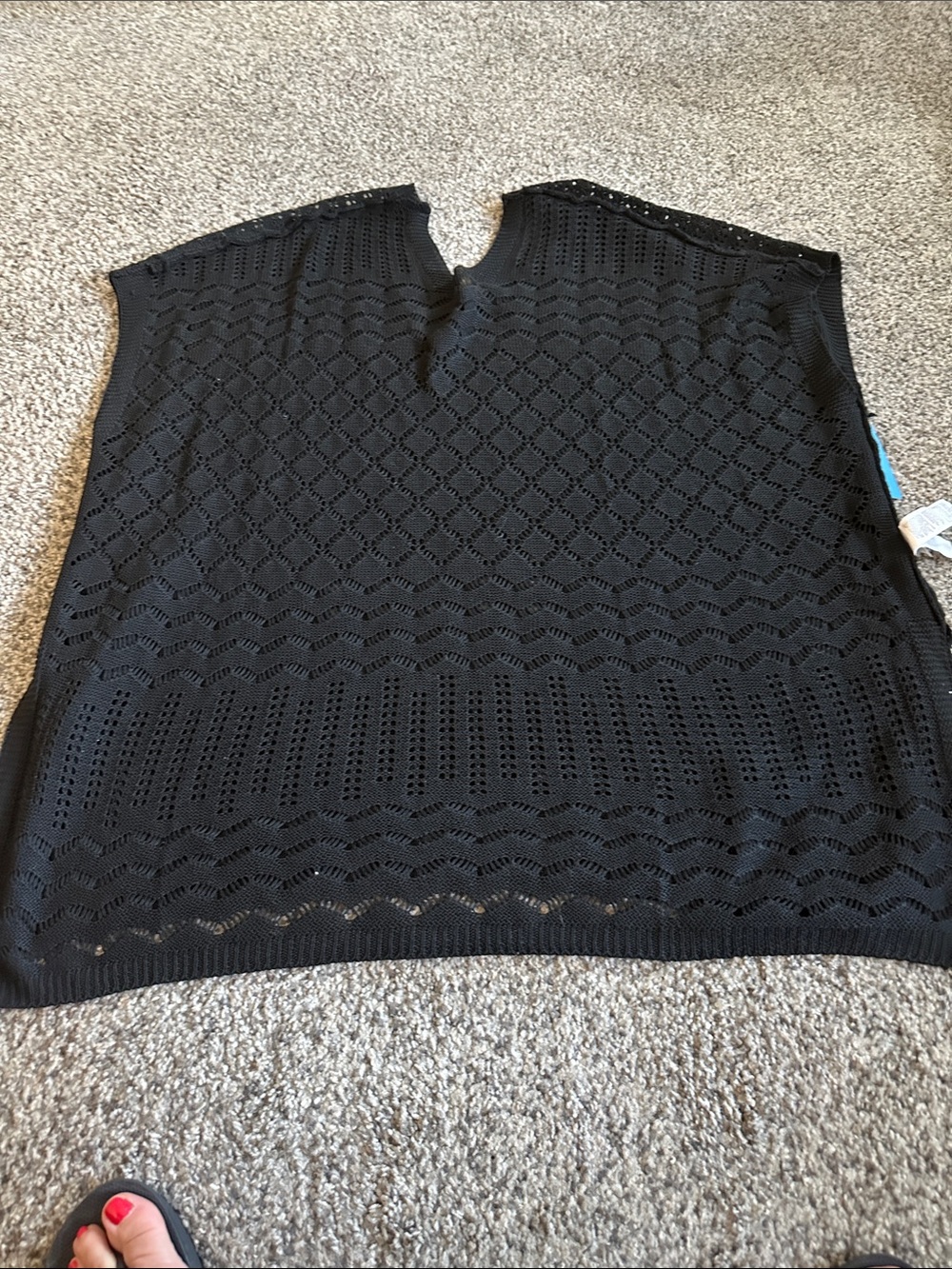 Black Open-Knit swim cover up.  CUPSHE 
Side slits
